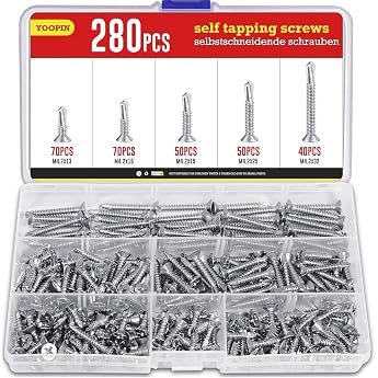 280 Pcs M4.2 Self Tapping Screws Stainless Steel