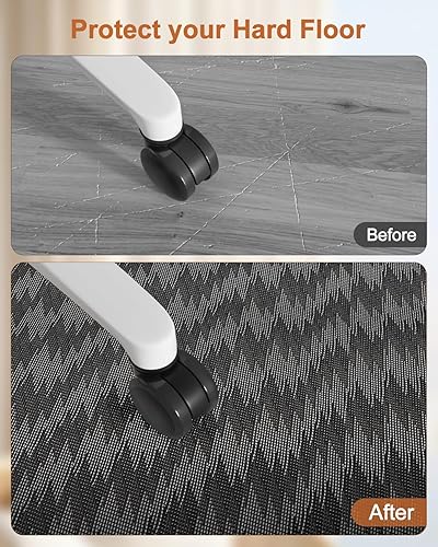 Vista 23 de Blvornl Tapete grande para silla de oficina para suelo de madera dura, tapete para silla con ruedas para madera dura, protector de suelo duro Gris
