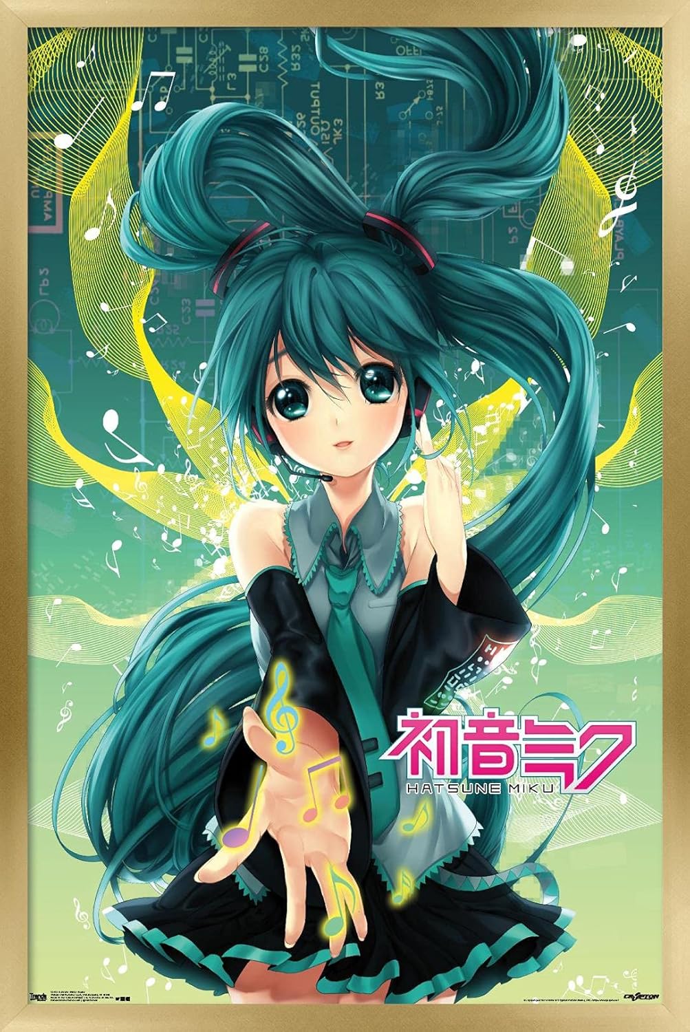 Trends International Hatsune Miku - Notes Wall Poster, 22.375" x 34", Premium Poster & Clip Bundle