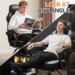 Shintenchi Chaise de jeu, chaise d'ordinateur avec repose-pieds et support Lombaire, chaise de jeu vidéo réglable en hauteur, chaise informatique de style Racing avec siège pivotant à 360° et appuie-tête (Grey)