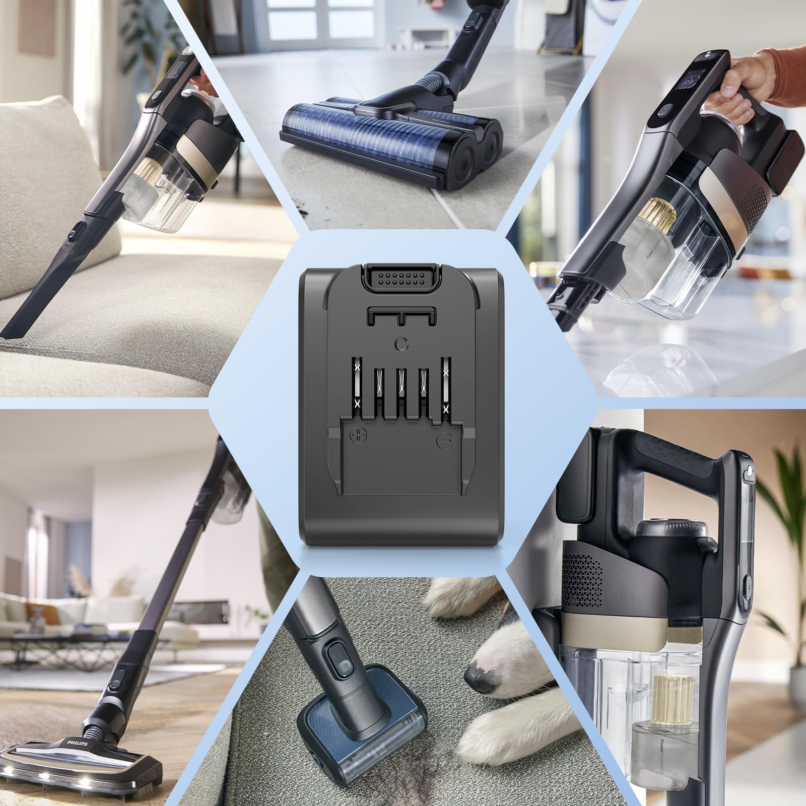 25,2V Akku für Philips AquaTrio 9000 Series Nass-Trockensauger, 3900mAh Lithium-Ionen Ersatzakku für Philips AquaTrio 9000 Staubsauger