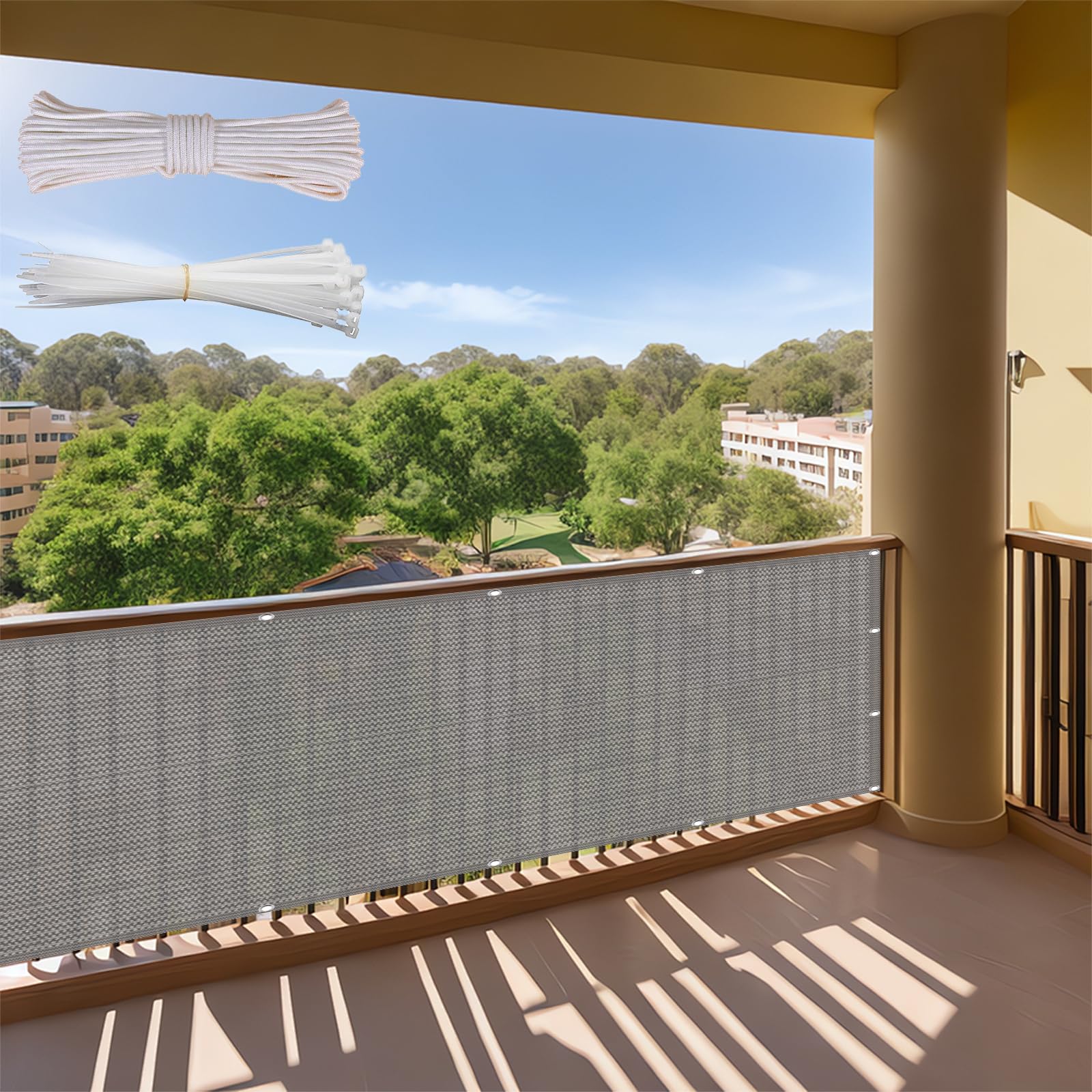 Brise vue jardin en toile grise pour profiter du balcon sans vis-à-vis