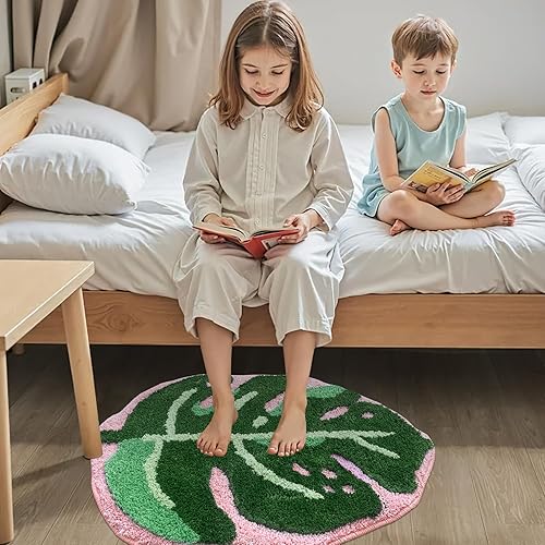 Miniatura 7 de Sisher Monstera - Tapete de baño con diseño de hojas, tapete de baño antideslizante en forma de palma, tapete de felpa para tina, lavable a máquina,