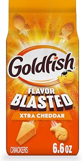 Goldfish Flavor Blasted Xtra Cheddar Cheese Crackers, 6.6 oz Bag - Extra Bold Baked Snacks with Real Cheese, No Artificial Flavors