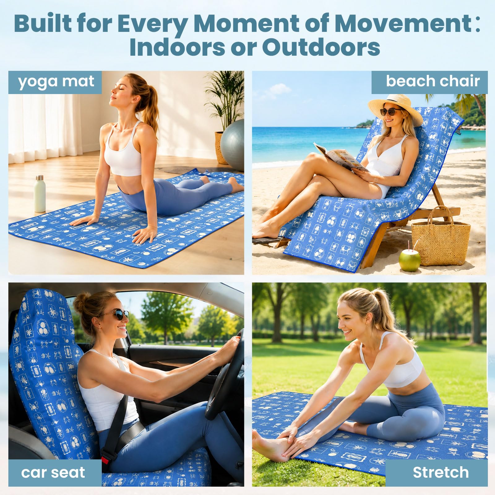 Autositzbezug Handtuch, rutschfeste Handtuch-Vordersitzbezüge, Schweiß-Sitzschoner für Fitnessstudio, Workout, Yoga, Laufen, Schwimmen, Strand & Wandern
