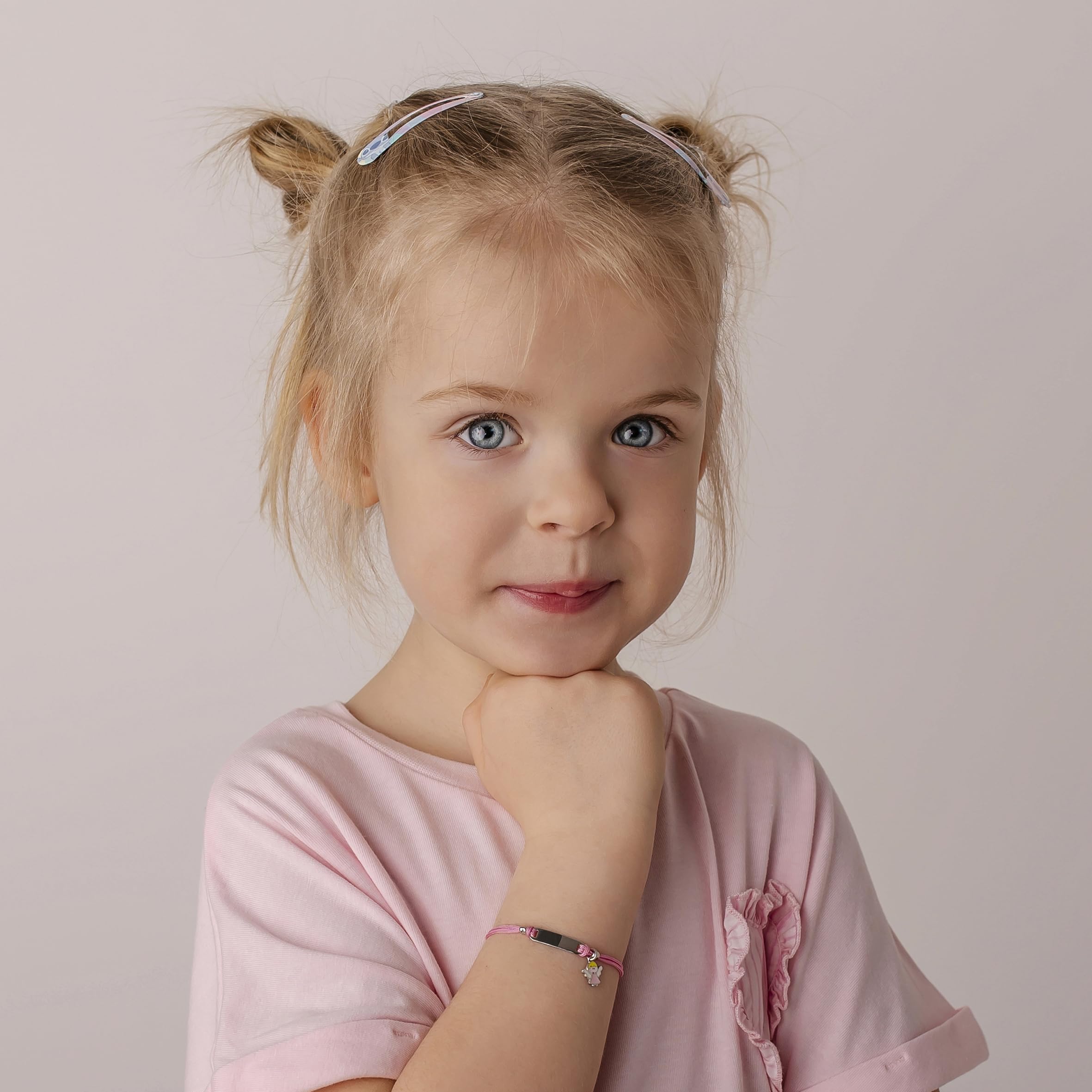 Sakrami Pulsera Niña de Plata 925 con Cordón Rosa y Angelito Kids Collection + Caja Regalo Personalizada - Pulsera para Nacimiento, Comunión o Bautismo