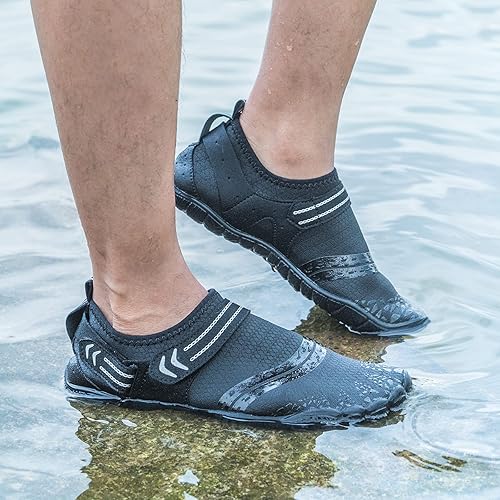 Miniatura 3 de Josaywin Zapatos de agua para hombre, de secado rápido, puntera ancha, calcetines ajustables para natación, playa, río, piscina, surf