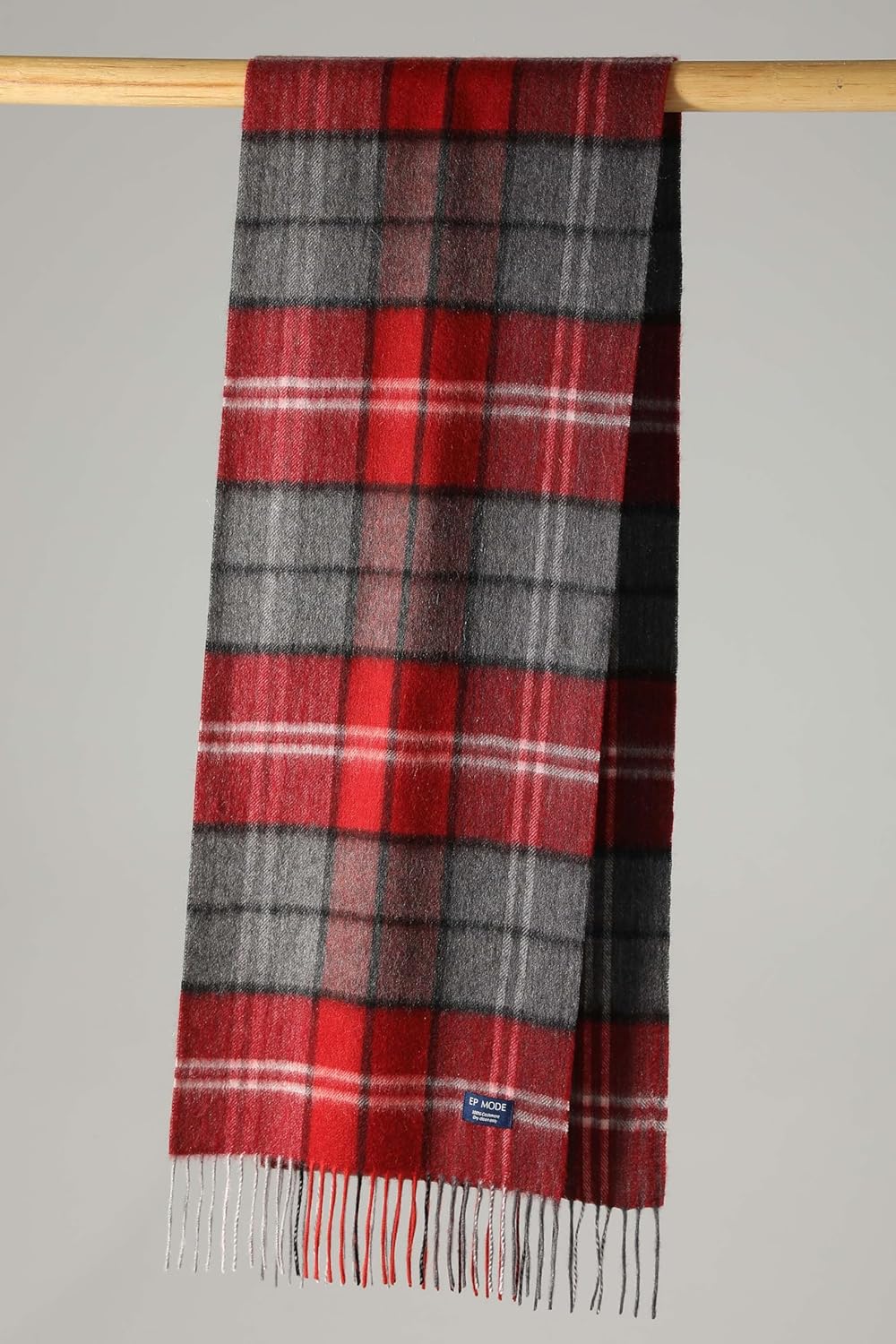 EP Mode Men's 100% Cashmere Scarf, Classic Plaid Design & Gift-Ready Packaging - Image 6