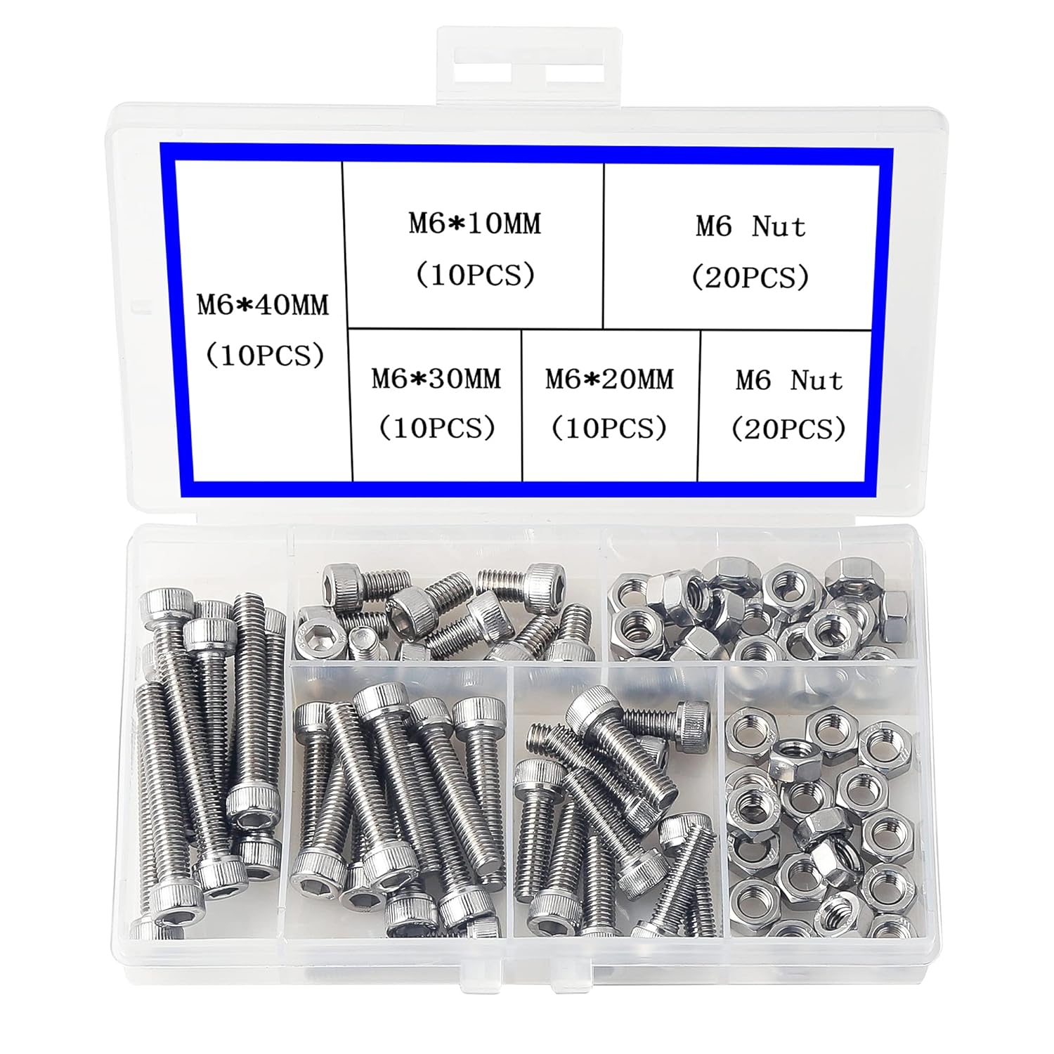 M6 Nuts and Bolts Set 304 Stainless Steel Hexagon Socket Head Cap