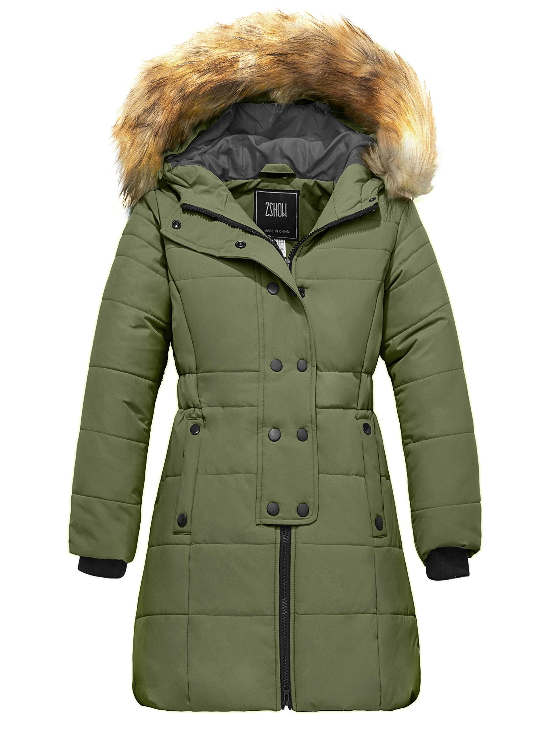 ZSHOW Girls' Long Winter Coat Waterproof Warm Puffer Jacket Hooded Parka