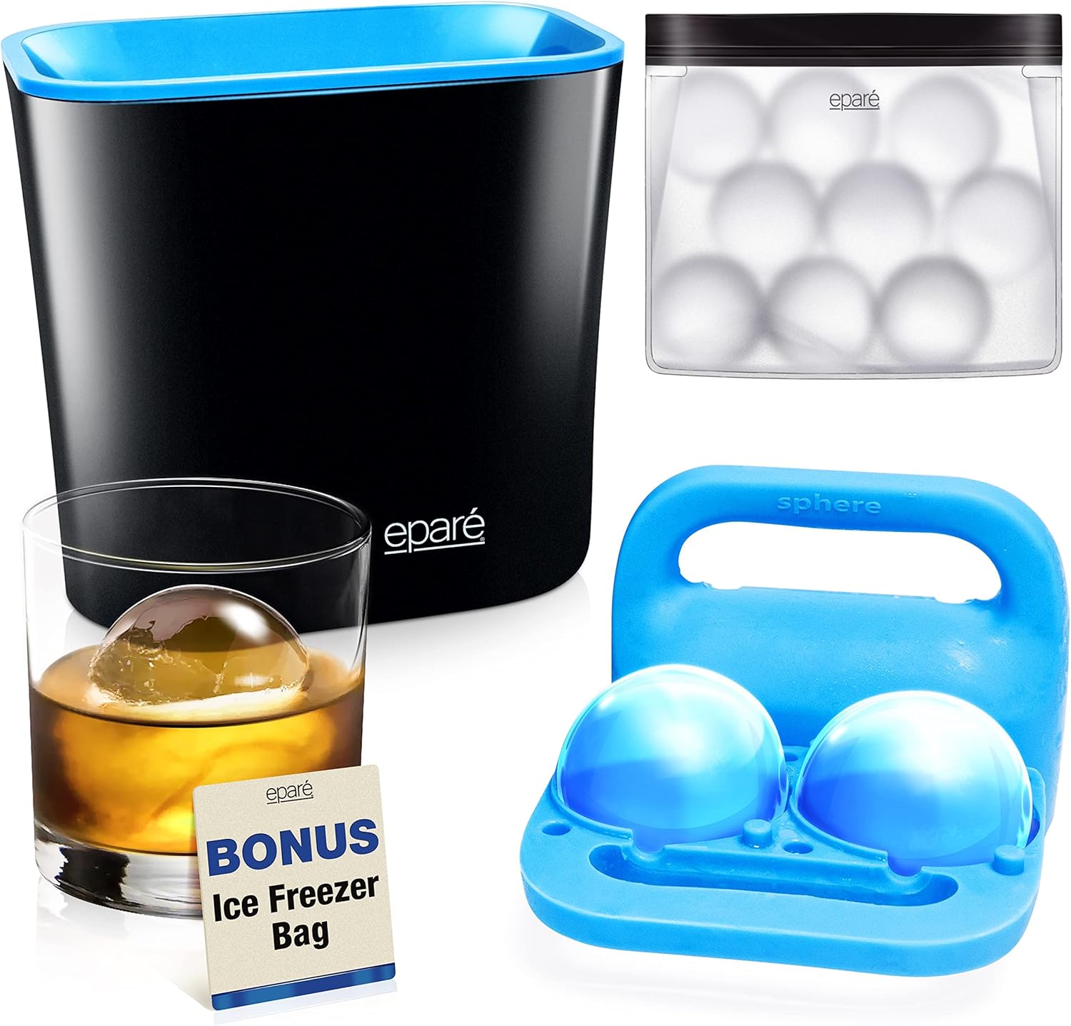 Eparé Clear Ice Ball Maker Premium Silicone Ice Ball Maker Mold Tray Craft Whiskey Ice
