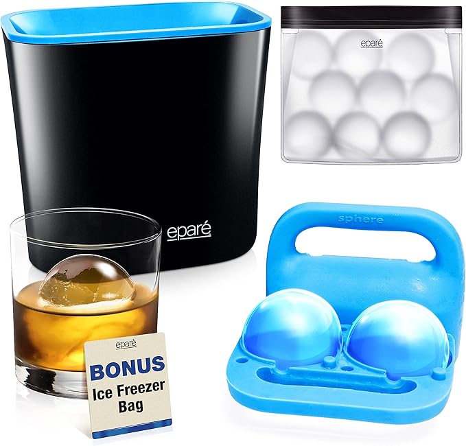 Eparé Clear Ice Ball Maker Premium Silicone Ice Ball Maker Mold Tray