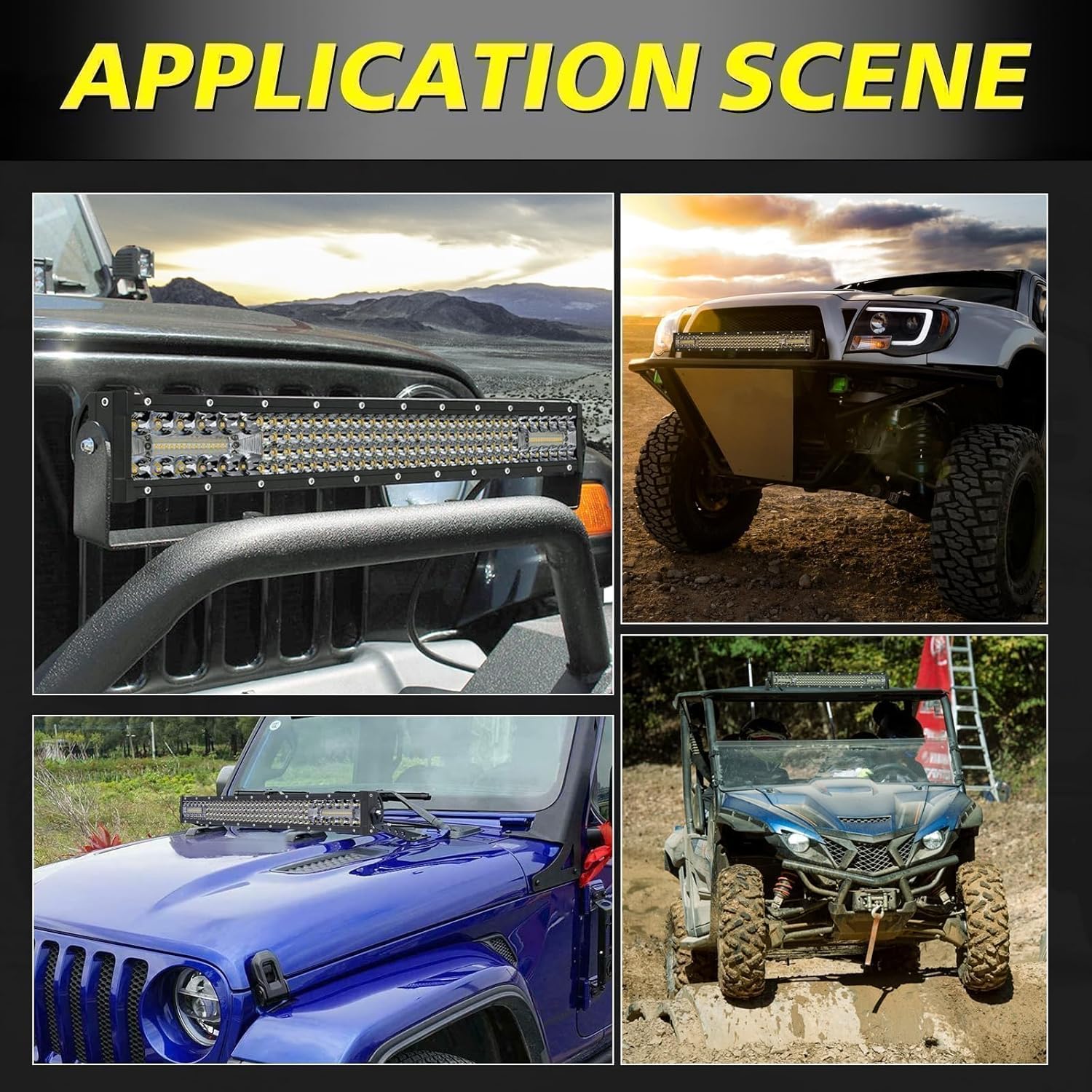 20 Inch LED Light Bar, AKD Part 150W Spot Flood Combo Off Road Driving Light Quad Row Super Bright LED Work Light Bumper Grille LED Lights Bar for Truck Pickup SUV UTV ATV Tractor Boat Golf Cart