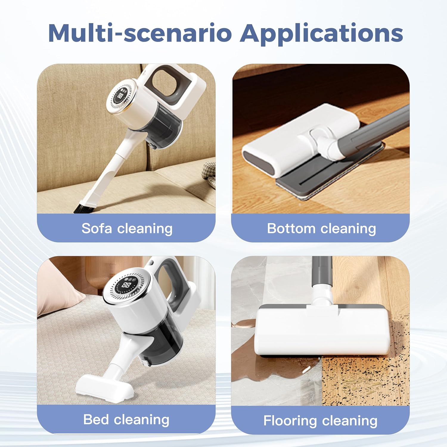 Cordless Vacuum Cleaner, 15000Pa Suction Powerful Stick Vacuum, Anti-Tangle Vacuum Cleaners for Home, Rechargeable Battery, Handheld Vacuum Deep Clean Hair, Hard Floor, Carpet,Pet Hair