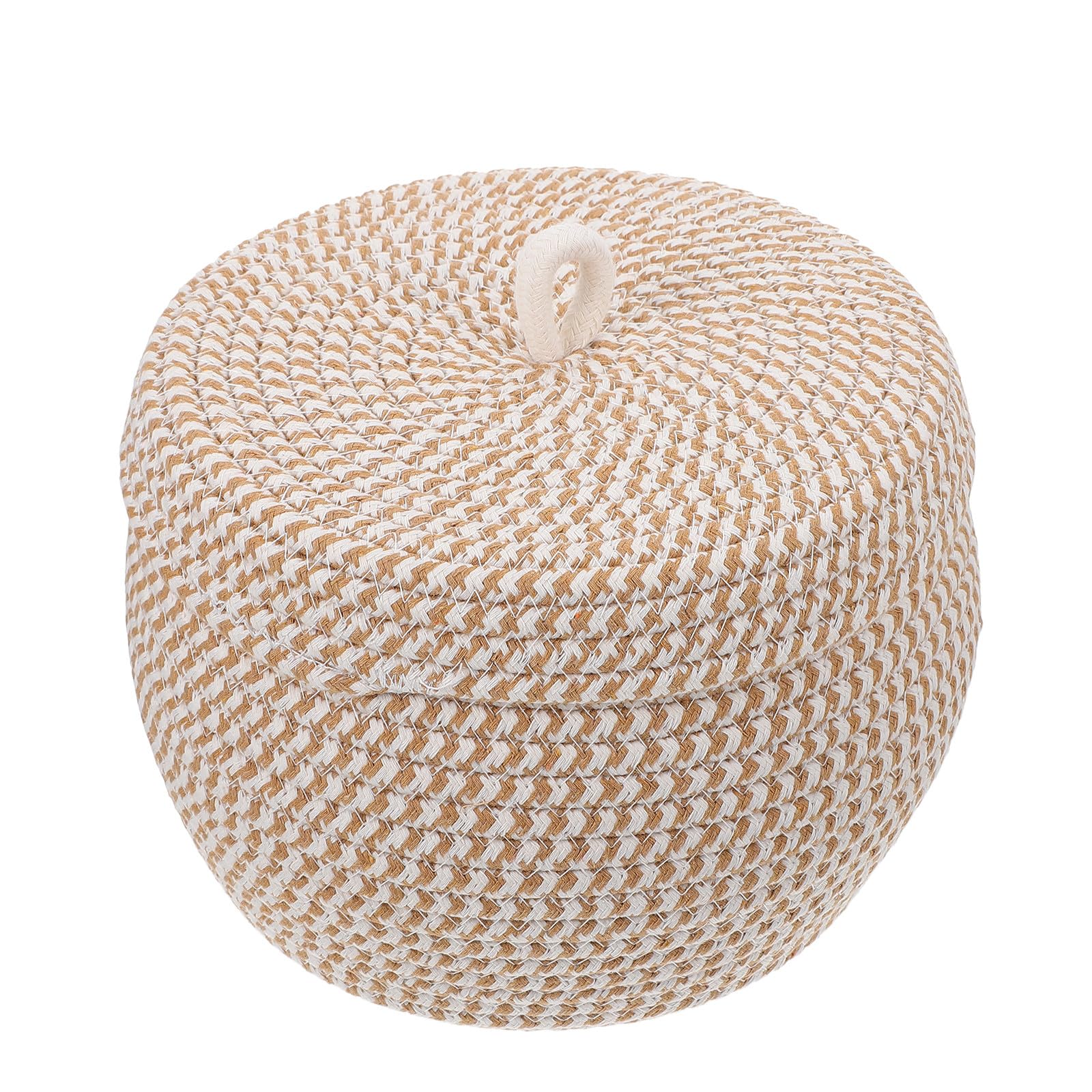 Panier de rangement tissé en coton avec couvercle boîte déco pour bureau