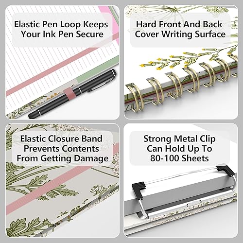 Miniatura 4 de Carpeta portapapeles con bloc de notas con forro recargable para tamaño carta (11 x 8.5 pulgadas), 5 divisores con almacenamiento de 10 bolsillos,