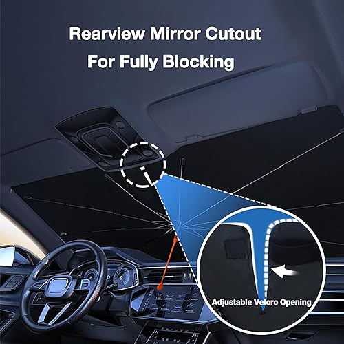 Miniatura 6 de CHILLTEK Parasol plegable para parabrisas de automóvil, diseño de animales divertidos, con rana, para ventana delantera, reflector, UV, protección