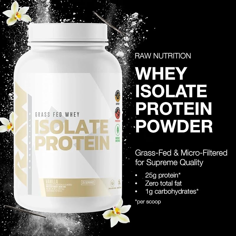 RAW Whey Isolate Protein Powder, Vanilla (CBUM Itholate) - 100% Grass-Fed Sports Nutrition Powder for Muscle Growth & Recovery - Low-Fat, Low Carb, Naturally Flavored - 25 Servings image 2