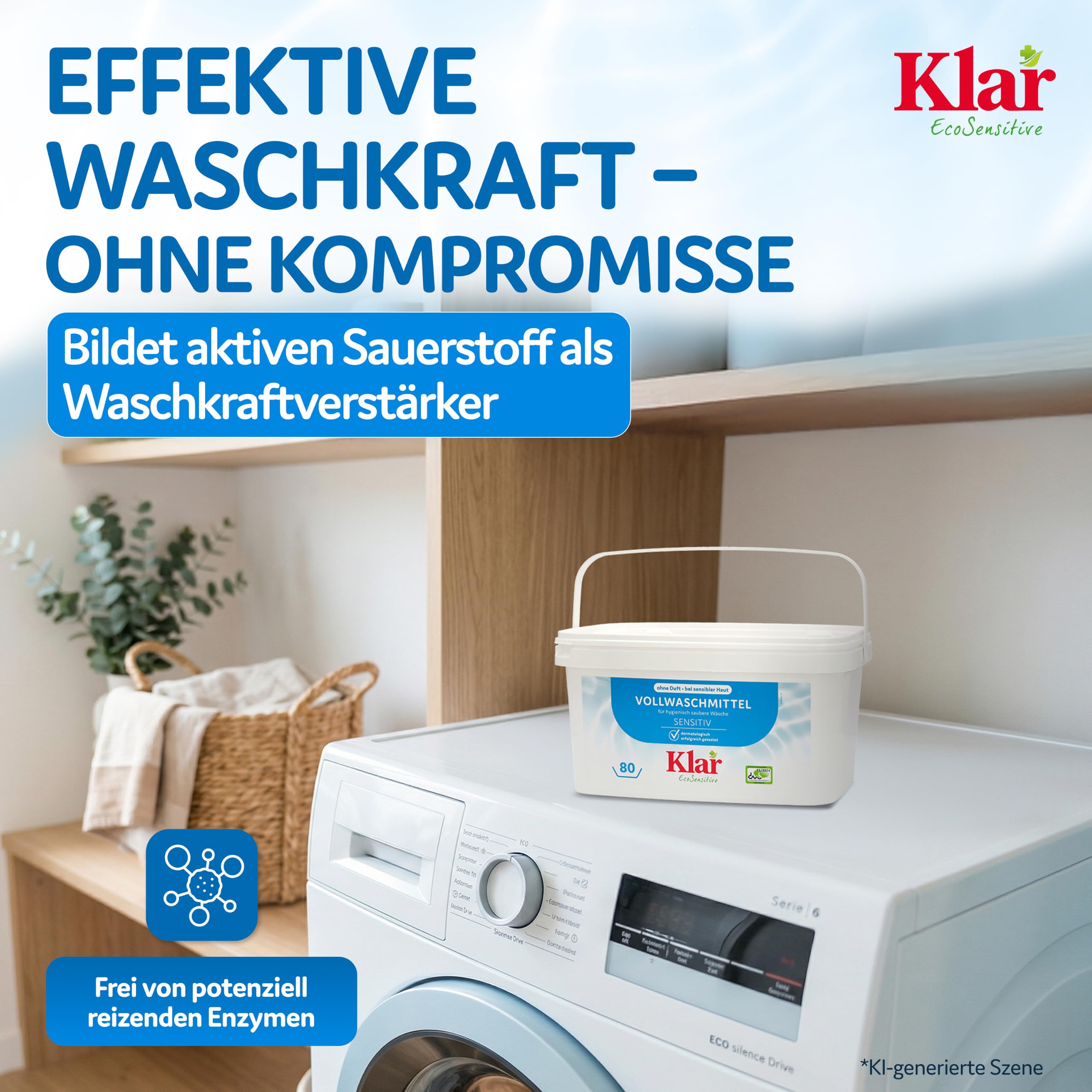 Klar Vollwaschmittel Pulver Sensitive 2x 4,4kg - 160 Ladungen