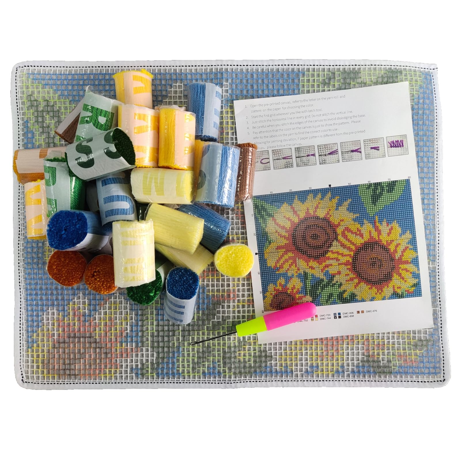 ZFFLYH Christmas Latch Hook Kits for Adults, DIY Embroidery Crafts for Adults Kids Beginners DIY Crochet Yarn Rugs Hooking Craft Kit with Pattern Printed Canvas,Christmas Stockings c