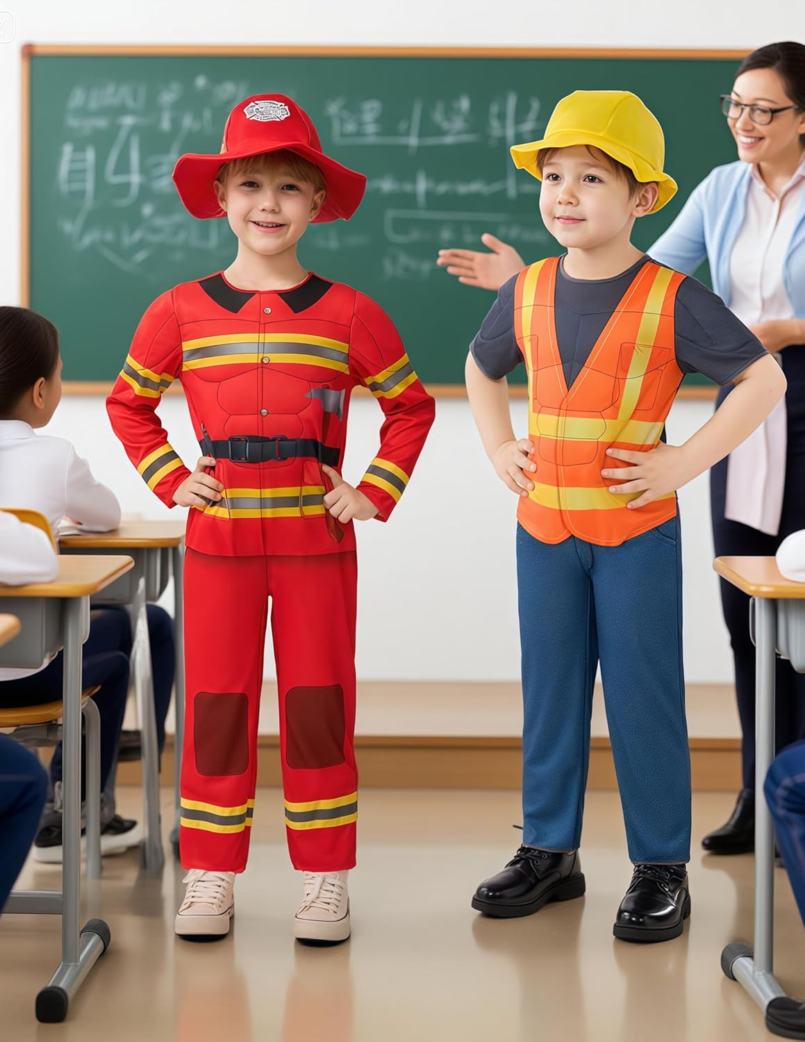 Spooktacular Creations Boys DressUp Costumes, 8In1 Career RolePlay Set-Astronaut/Police Muscle Costumes for Hallow Xmas Gifts