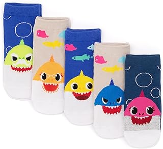 BaShark Baby,Clothing,Baby Boys 0-24m,Socks & Tights,Socks Baby Shark Socks 5 Pack Kids | Girls Boys Baby Children Cream Blue Mommy Daddy Grandma Grandpa Shark Family Song | Footwear Accessories