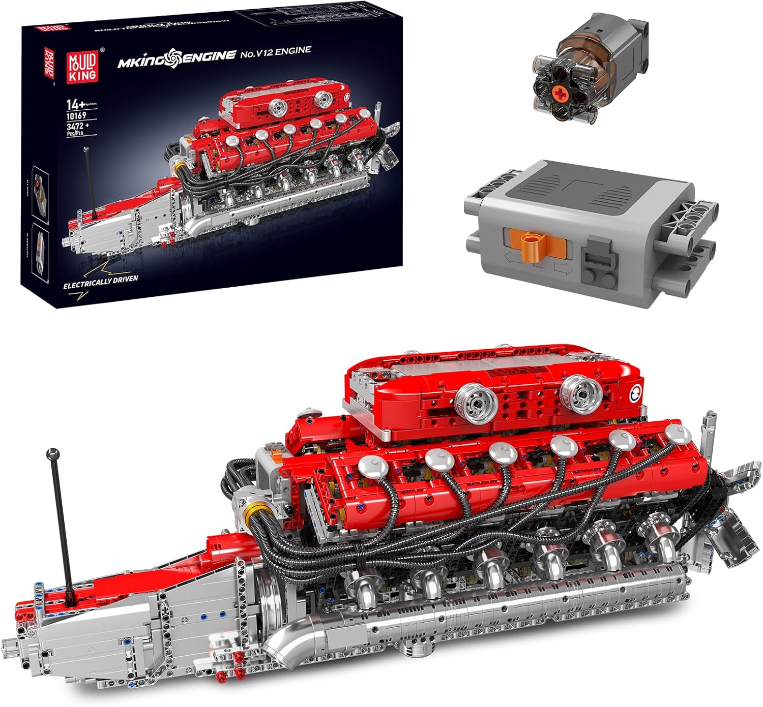 Mould King 10169 Kit Motore V12 In Mattoncini 3472 Pezzi Con Motore Elettrico APP, Regalo Costruzioni Per Adulti E Ragazzi 8+