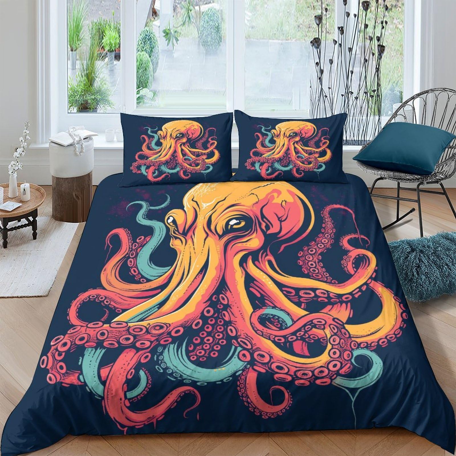 Housse de couette pieuvre finis les plis avec la microfibre 200x200