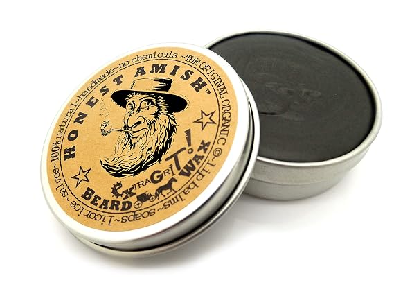 Honest Amish Extra Grit Beard Wax - Natural and Organic - Hair Paste and Hair Control Wax - 2 ounce (Pack of 2)