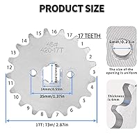 Vista 2 de Piñón de cadena 420 17T Piñón delantero de 0.669 in compatible con 50cc 70cc 90cc 110cc 125cc 140cc15cc 160cc Lifan Loncin Dirt Bike, ATV, Go Kart