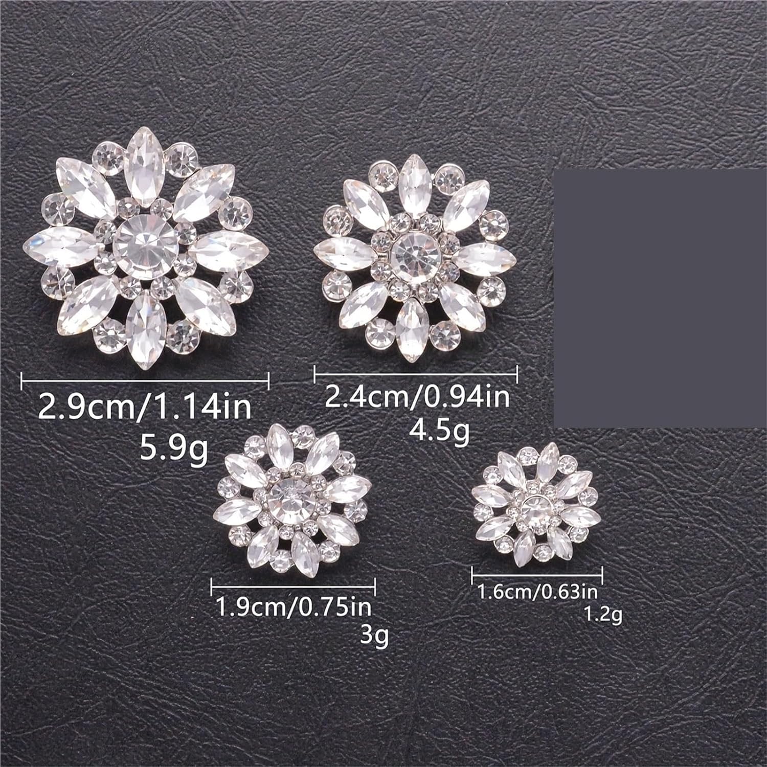 Knöpfe annähen, 8 Stück Blumen Ausgehöhlte Strass-Metallknöpfe