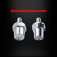 Vista 4 de Ampper Postes de carga de terminal de batería de zinc macho de rosca M8, adaptador de poste de batería M8 (+/-) para extensión, paquete de 2