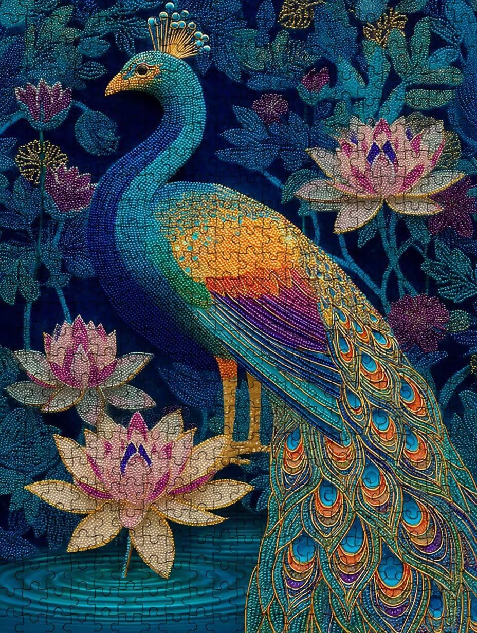 Puzzle pour Adults 2000 Pièces, Paon De Lotus, Jigsaw Bois de YHPGL4-530