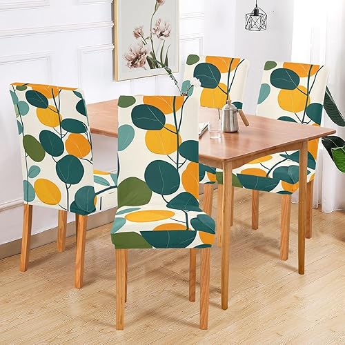 Miniatura 6 de Eucalyptus Plant Leaves Decorative Covers for Chairs for Dining Room Chairs Soft Chair Covers for Dining Chairs cubre sillas para comedor Set of 4