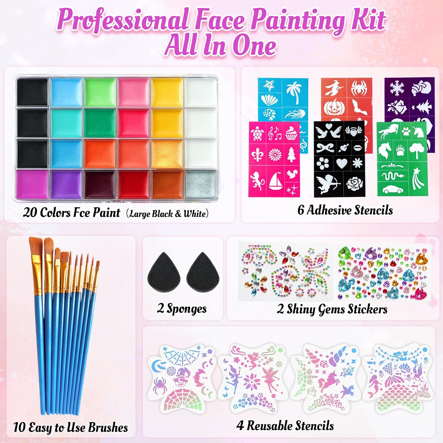 Face Paint, Face Painting Kit, Professional Face Body Paint Kit Oil Palette