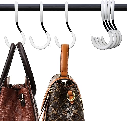 Ganchos para bolsas para armario, ganchos antiarañazos en forma de S para organizadores de bolsas de armario y almacenamiento, paquete de 4 ganchos
