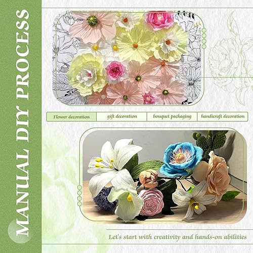 Miniatura 4 de Mlurcu Papel crepé, 6 rollos de papel crepé verde de 10 pulgadas de ancho, serpentinas de papel crepé, kits de fabricación de flores, cinta floral