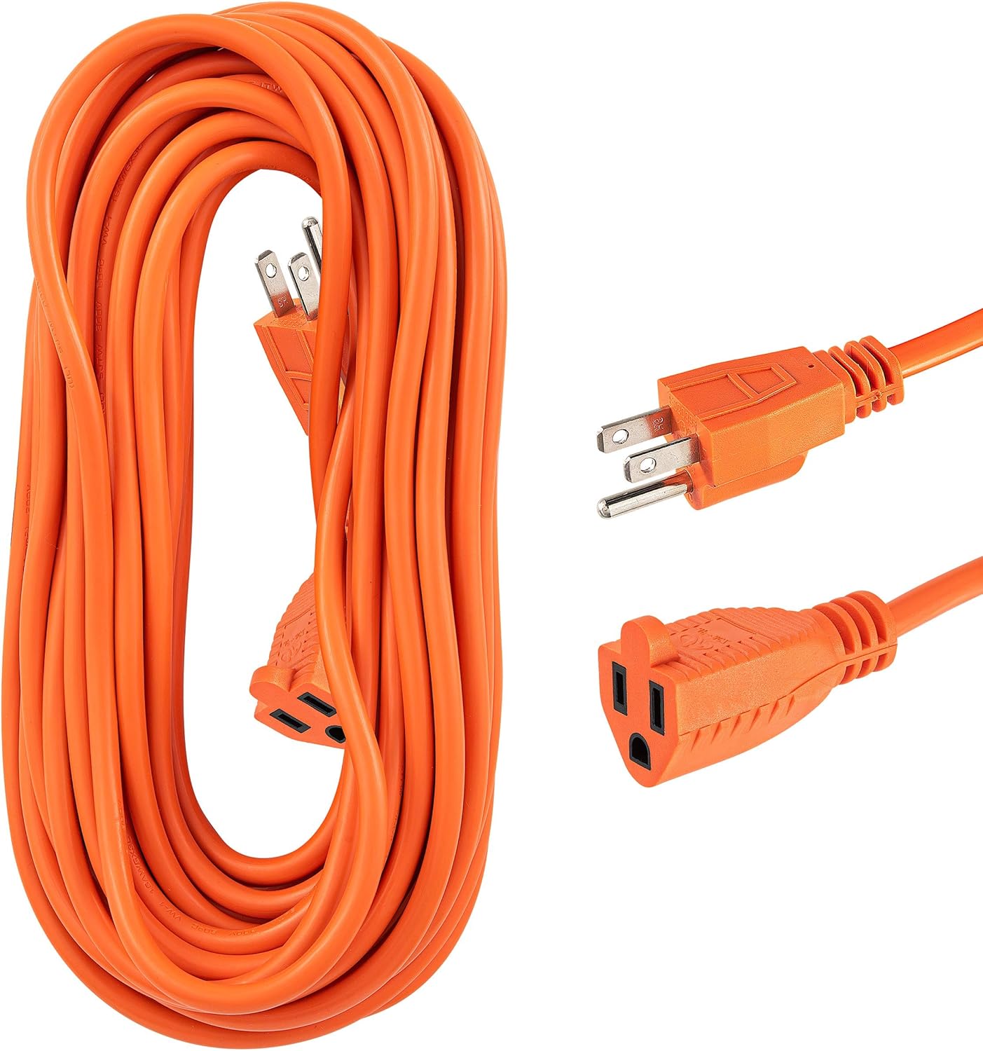 Indoor Outdoor Extension Cord 50 Feet, Orange, 1 Outlet, 3 Prong, 16 Gauge Cable, Heavy Duty, Extension Cord UL Approved - by Revpex