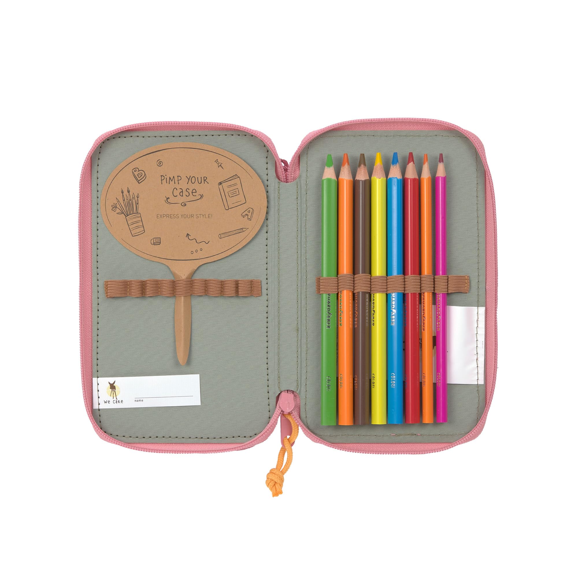 LÄSSIG Pencil Case Filled 20 Pieces/School Triple Pencil Case Unique, Pink, Standard Size - Image 4