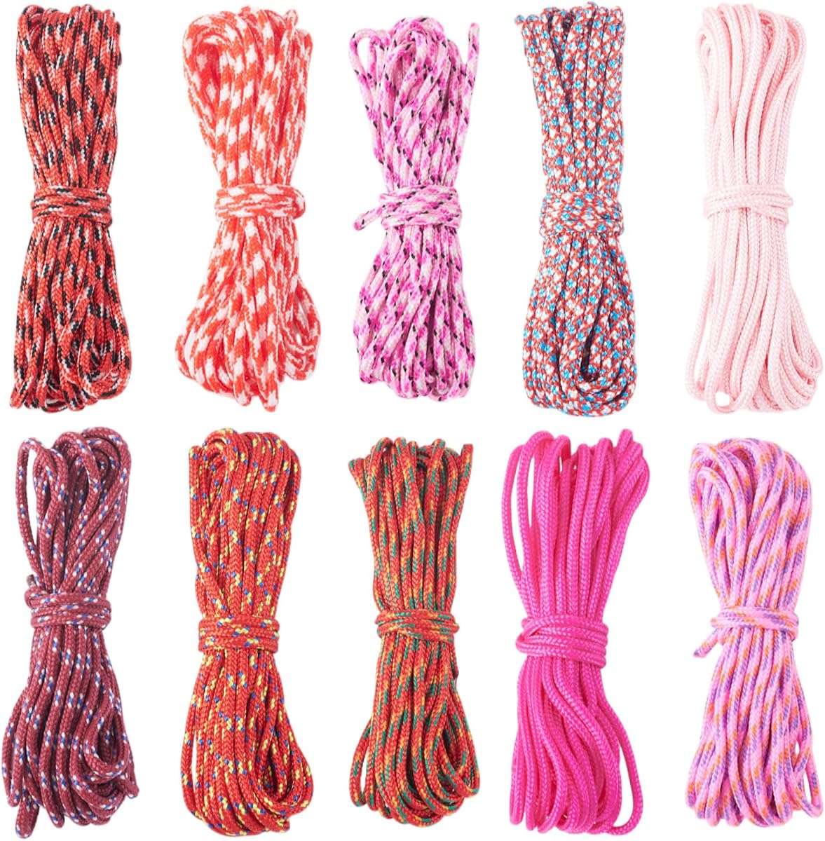 FASHEWELRY 2mm Paracord Rope, 131 FT Pastel Pink Red Thin Paracord Cords for Crafting Lanyard, Bracelet Making, Key Chain, Dog Collar Spandex Cord Ropes