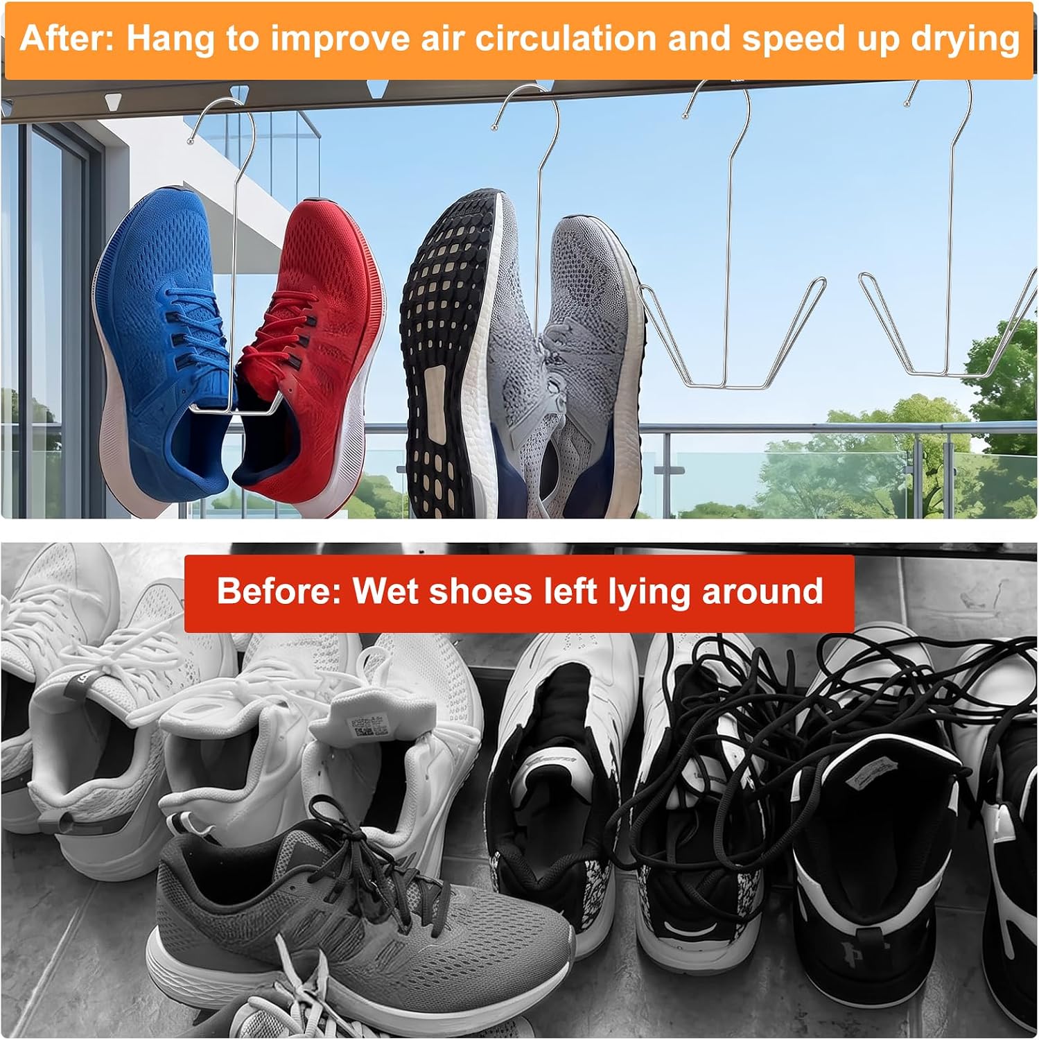 4 Pack Stainless Steel Shoes Hanger Drying Rack