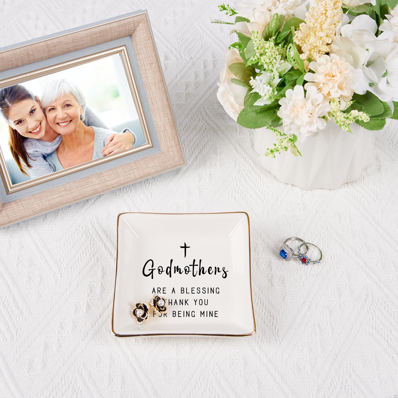 Spegiffu Godmother Gifts from Godchild, Gifts for Godmother Trinket Ring Dish - Godmothers...Thank You for Being Mine, Birthday Christmas Mother's Day Gift for Godmother