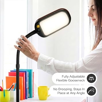 Brightech Litespan Slim LED Floor Reading Lamp - Modern Tall Lamp with Adjustable Gooseneck for Living Rooms & Offices - Dimmable Crafts Work Light - Brown