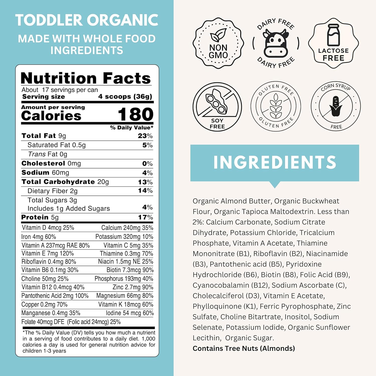 Else Nutrition Organic Toddler Formula, Plant-Based Original Nutritional Drink 12–36 Months Dairy & Soy Free, Supports Immunity & Balanced Growth, 20+ Essential Vitamins | Made in US (22oz, Pack of 1)