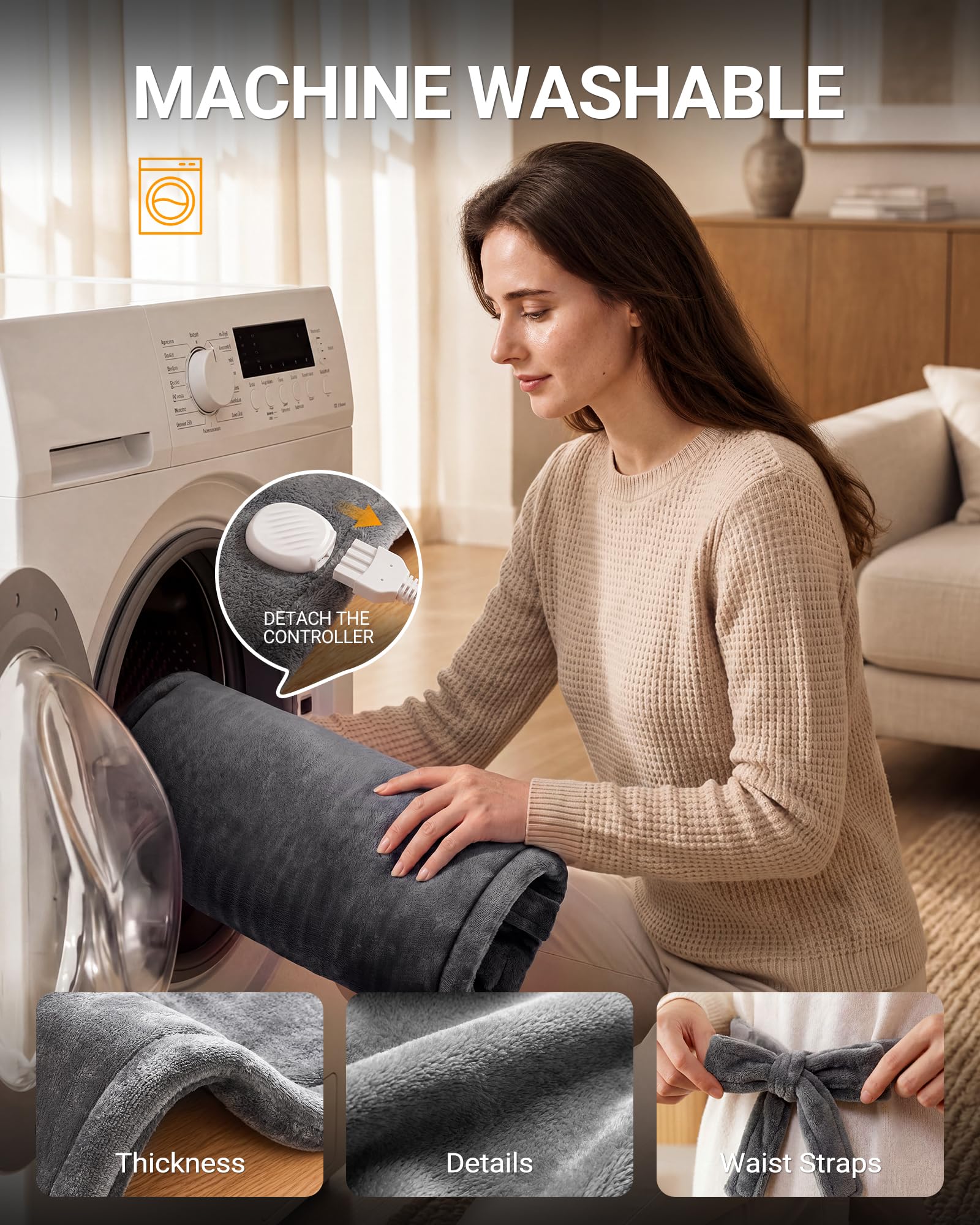 Gewichtetes elektrisches Heizkissen: Schweres Pad für eine bequeme Passform, 6 Heizstufen von 100 °F bis 140 °F – 3 Timer-Einstellungen, Caroset-Verpackung als Geschenk