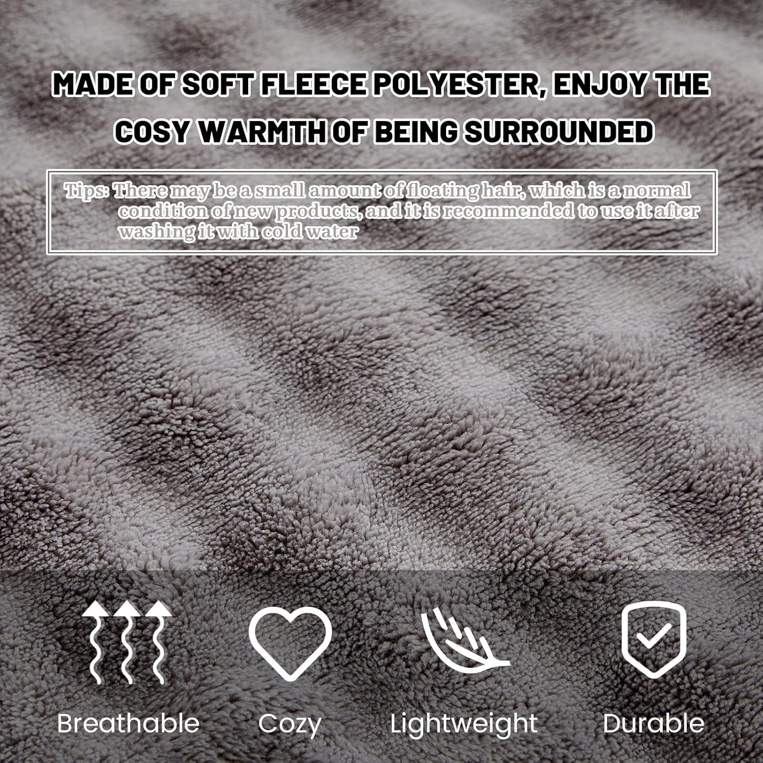 2 Pcs Wearable Blanket Sherpa Fleece Blanket with Pockets for Adult, 58 x 64'' Warm Soft Poncho Cape Shawl Cozy for Office TV Sofa Winter Christmas Gifts, Gray - Image 7