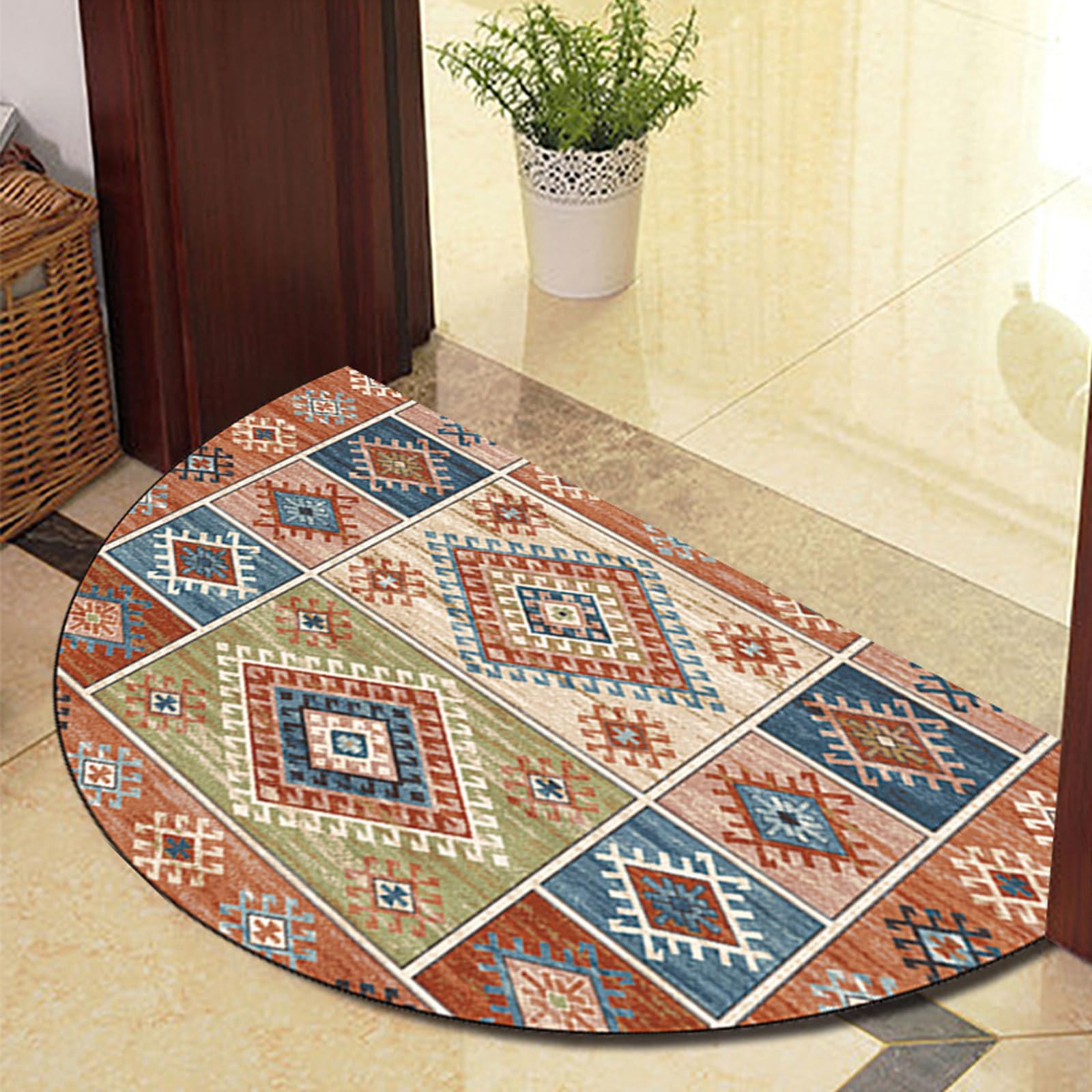 Tapis d'entrée intérieur contre la boue paillasson demi-lune vert