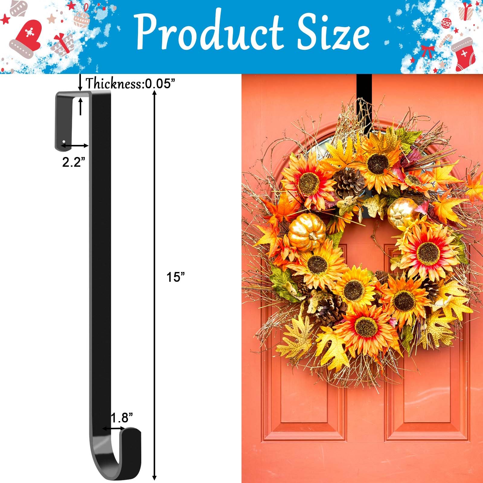 Wreath Hanger For Upvc Front Door 2-Pack Wreath Hangers For Front