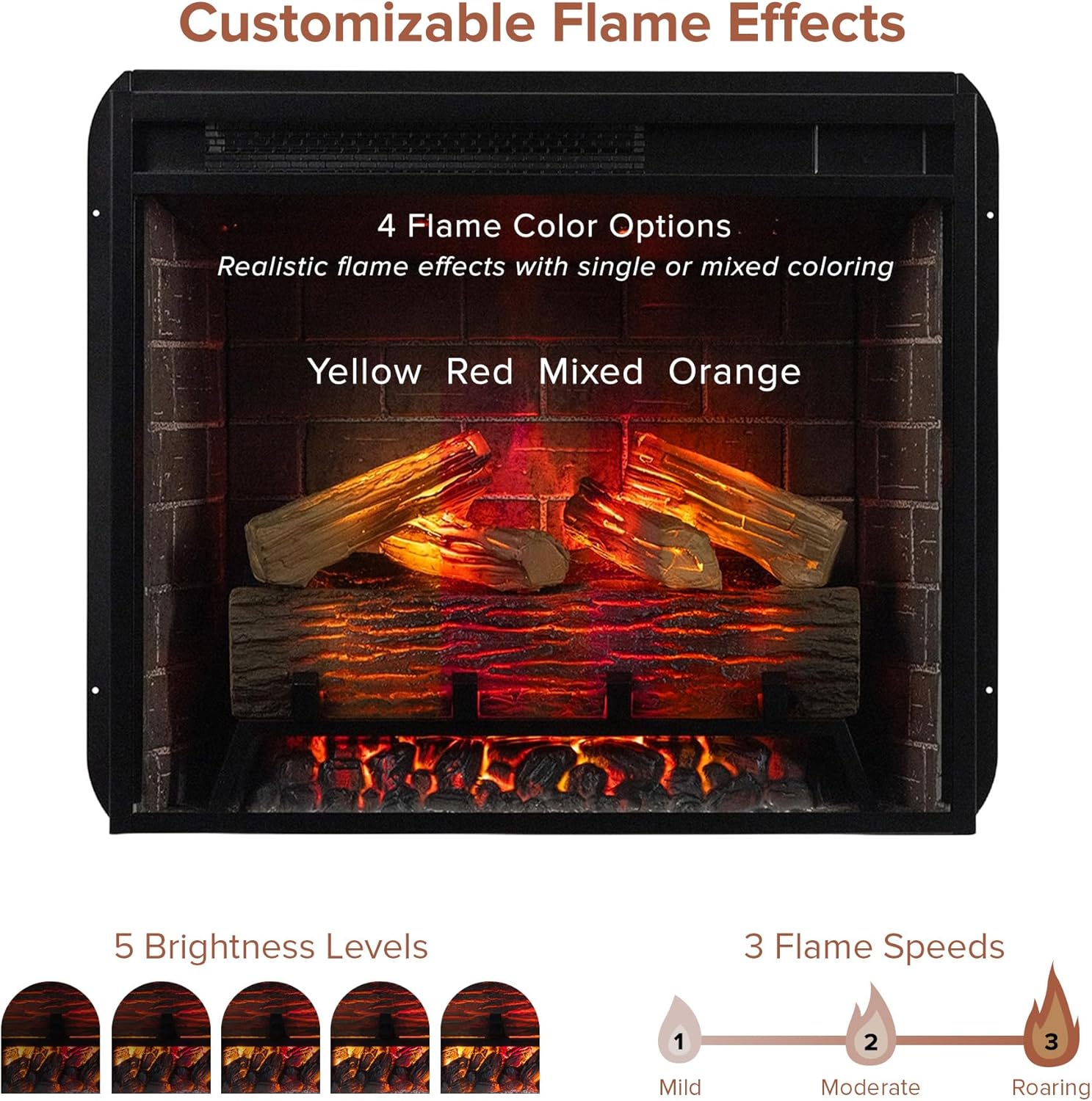 Modern Ember Augustine White Mantel Package 55" W x 48" H with 28 Inch Electric Fireplace Insert - 1,000 Sq Ft Heater 4 Flame Colors, Ember Bed Included | Alexa/WiFi Enabled