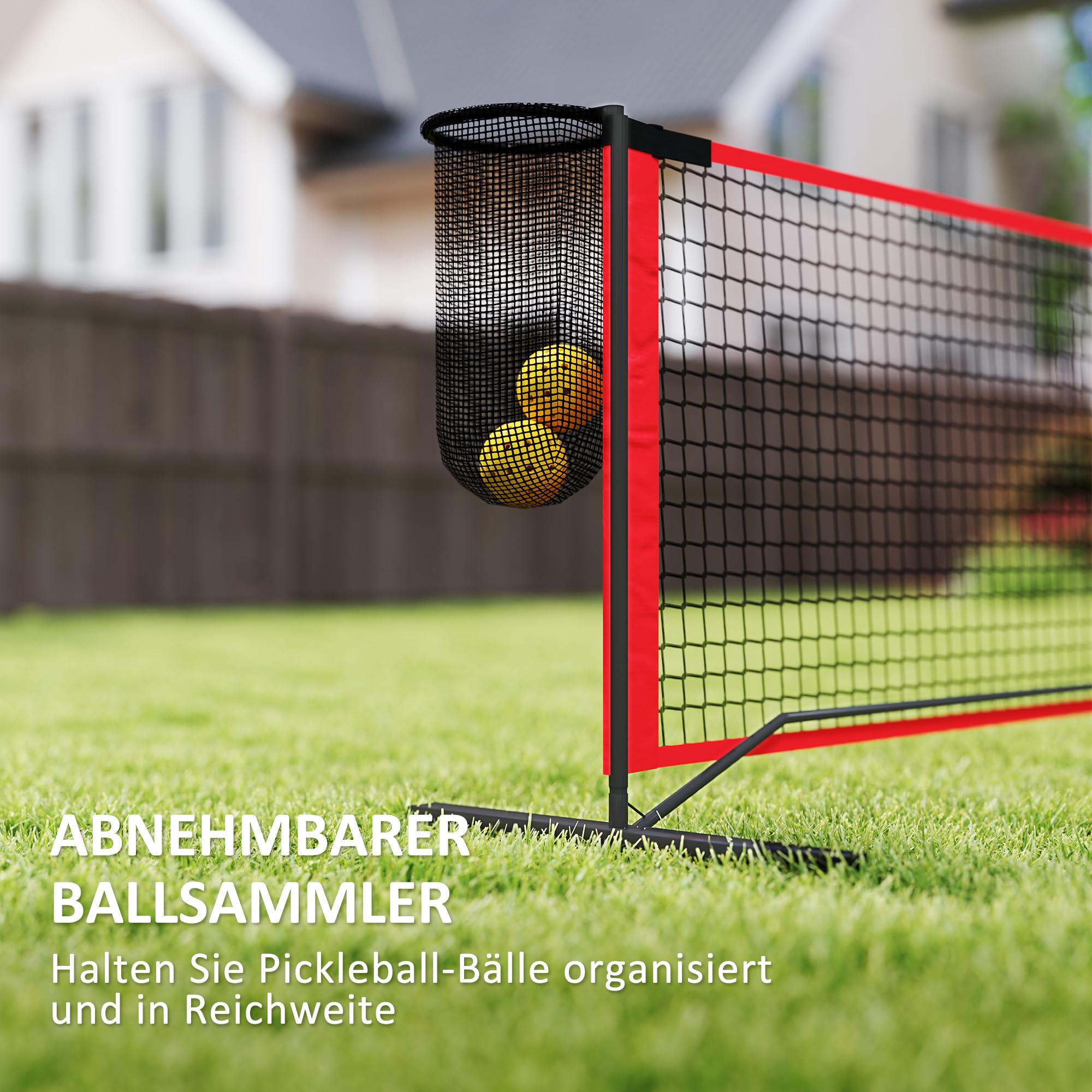 SPORTNOW Przenośna siatka do pickleball, 6,7 m, system pickleball z siatką, zestaw do oznaczania pola do gry, zbieracz piłek, cztery piłki i torba do noszenia na świeżym powietrzu, wjazd